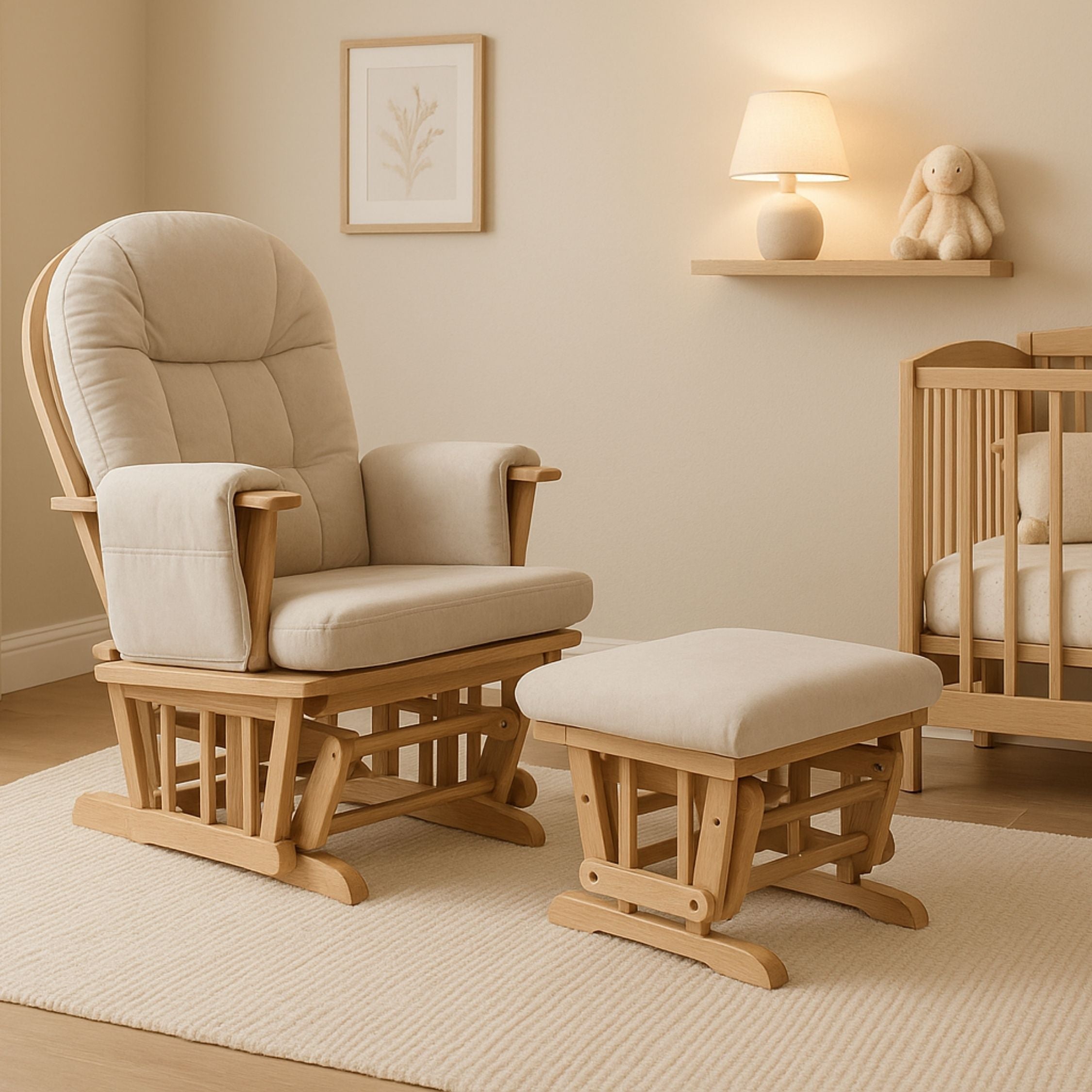 Nursing Chair and Footstool - Mothercare Best Seller - Natural/Beige